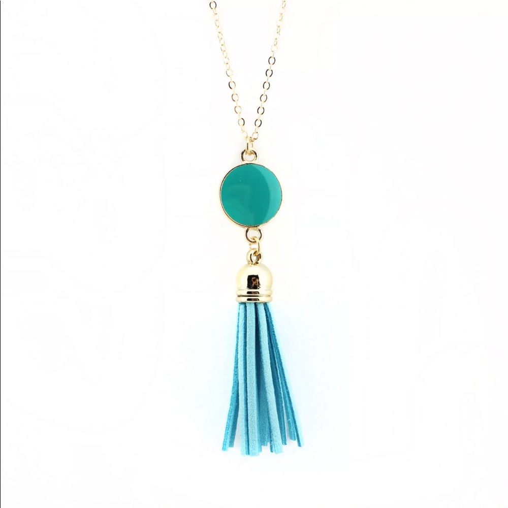 Aqua French Drop Necklace 36 Inch New With Tags - Picture 1 of 1